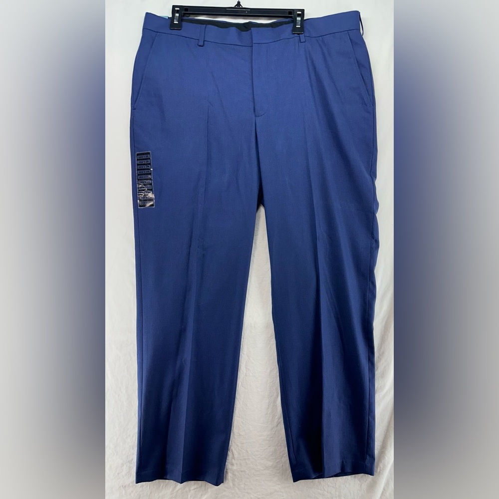 Jos A Bank Stay Cool Cotton Pants Size 38x29 Blue Flat Front